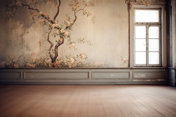 Empty interior room with luxury wallpaper.