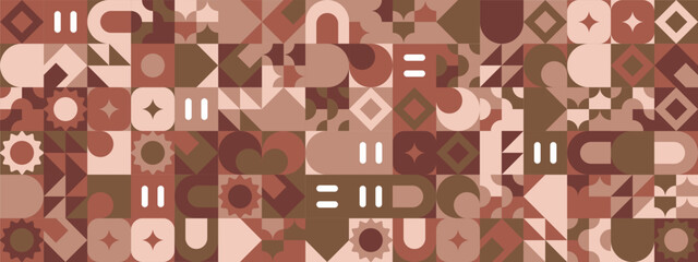 Pink and brown modern geometric banner with shapes