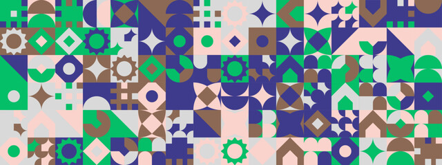 Colorful modern geometric banner with shapes