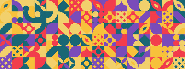 Colorful modern geometric banner with shapes