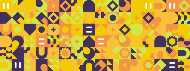 Colorful modern geometric banner with shapes