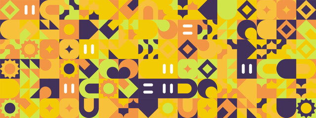 Colorful modern geometric banner with shapes