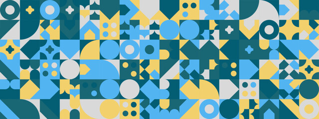 Colorful modern geometric banner with shapes