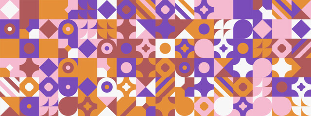 Colorful modern geometric banner with shapes