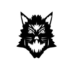 Obraz premium Abstract illustration of black cat shape, hand drawn. Over white background