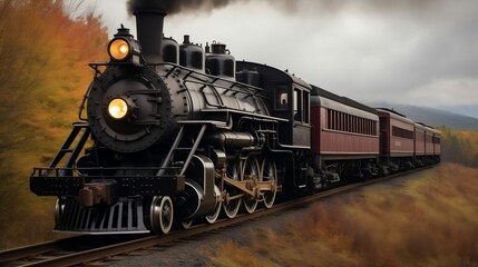 Steam billows around antique locomotive, a testament to innovation

