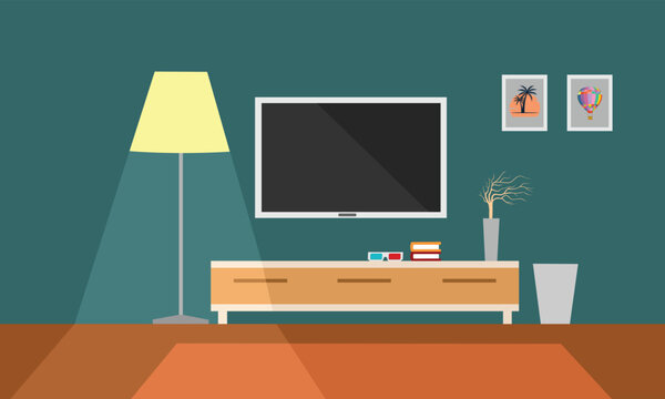 living room with tv vector art illustration desogn
