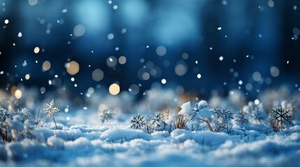 Fototapeta na wymiar A snowy winter scene with beautiful lighting. Generative AI. 