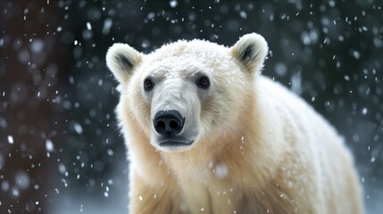 Fototapeta premium A snowy winter scene with a polar bear. Generative AI. 