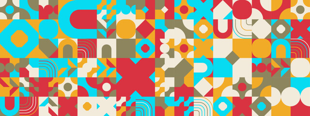 Colorful modern geometric banner with shapes