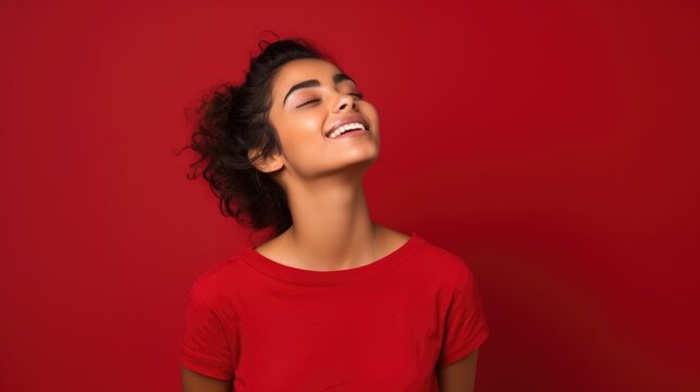 light red background portrait