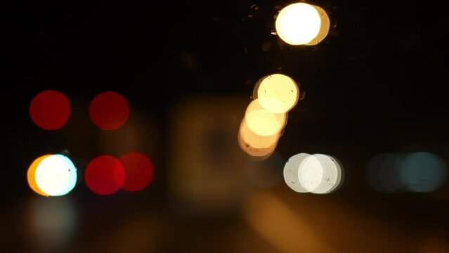Bokeh light on road of night 