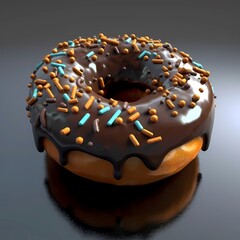 Tasty donut with chocolate topping. Generative AI