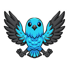 Cute spangled cotinga bird cartoon flying