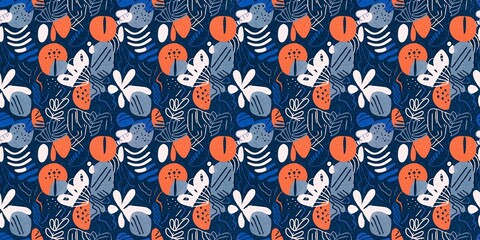 Fun modern coastal pattern clash fabric border print for summer beach textile designs with a linen cotton effect. Seamless trendy repeat banner edge background