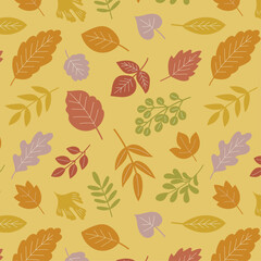 葉っぱのシームレスパターン（秋）