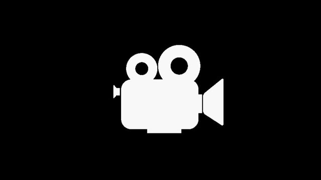 Video camera icon. Movie sign. Film projector animation on black background. k1_725