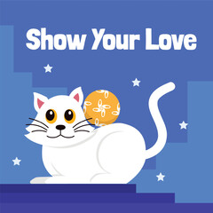 Cat Domestic Pets Social Media Post. Pet shop banner for social media instagram post template