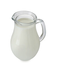 Obraz na płótnie Canvas Glass jug of fresh milk isolated on white