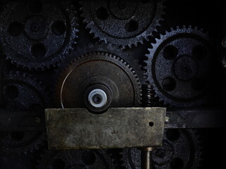 Closeup of Greasy Gears, machine industrial