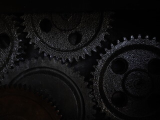 Closeup of Greasy Gears, machine industrial