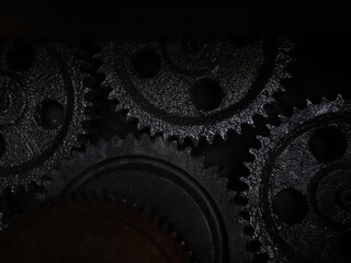 Closeup of Greasy Gears, machine industrial