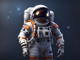 A 3d style astronaut, on a black background