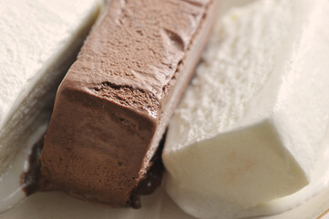 vanilla and chocolate ice cream slices