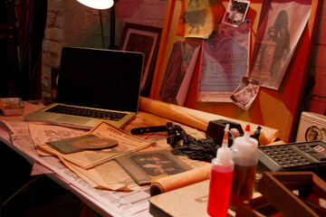 Antique photo processing dark room.