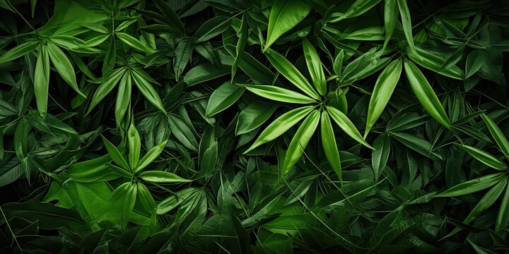 illustration of tropical leaves, bamboo, generative AI