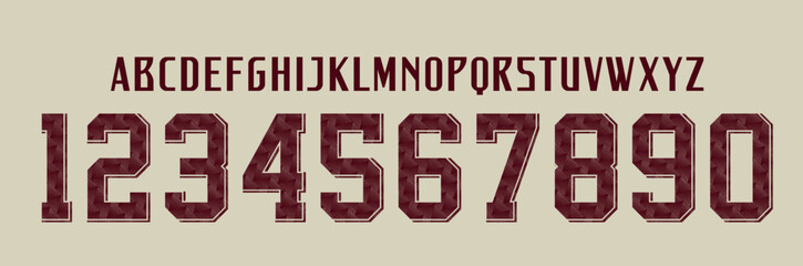 font vector team peru 2023 kit sport style. universitario soccer font. football style font with dynamic poins. retro font. sports style letters and numbers for soccer team