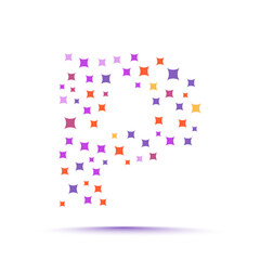 Minimal geometric trendy abstract shape pattern letter p logo design template