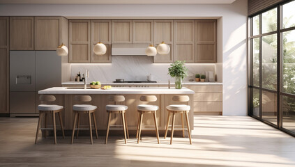 Fototapeta premium Sink architecture furniture apartment luxury table house white home kitchen interior modern design