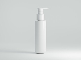 Realistic glossy dispenser bottle for mockup concept on a white background as 3d rendering.