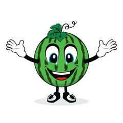Watermelon mascot with happy smiling face