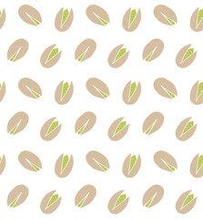 Vector seamless pattern of hand drawn sketch doodle colored pistachio nuts isolated on white background