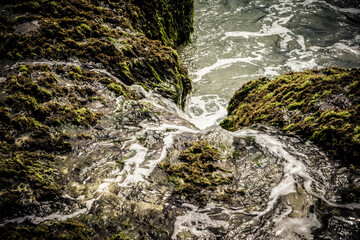water flowing over rocks