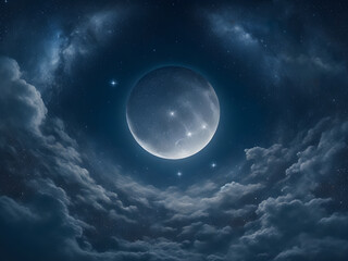 Fototapeta na wymiar fantasy giant full moon in the sky