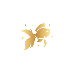 Goldfish logo design with golden color