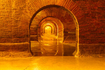 The interior of old Roman cisterns in Fermo