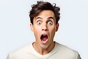 驚く男性　白背景　with generative ai