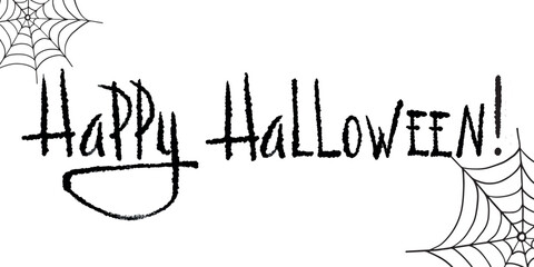 Happy halloween lettering. Hand drawn digital illustration. Vector background.