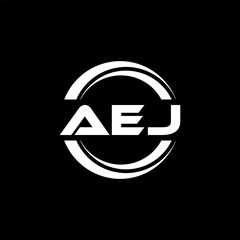 AEJ letter logo design with black background in illustrator, vector logo modern alphabet font overlap style. calligraphy designs for logo, Poster, Invitation, etc.