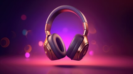 headphones on purple background