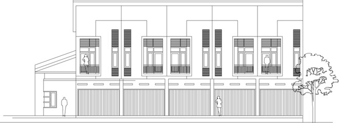 Shop commercial building architectural design illustration vector sketch