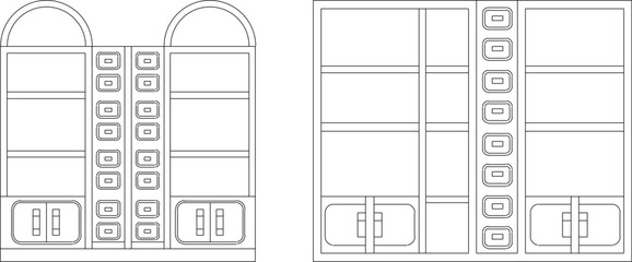 Vector sketch of vintage classic furniture architectural design illustration