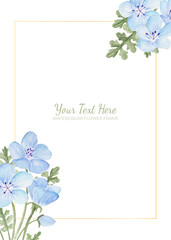Manual painted of nemophila flower watercolor as background frame.
