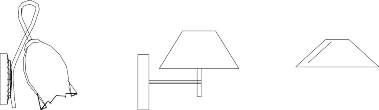 Vector sketch of modern minimalist wall lamp architectural design illustration