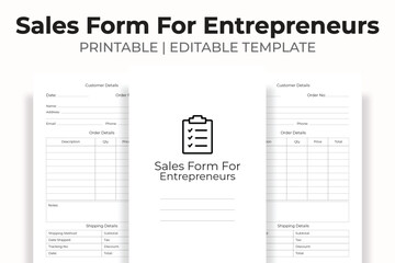 Sales Form For Entrepreneurs Kdp Interior