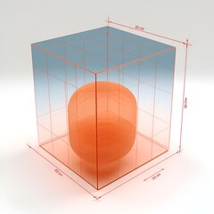 3d rendered illustration of a cube with a ball